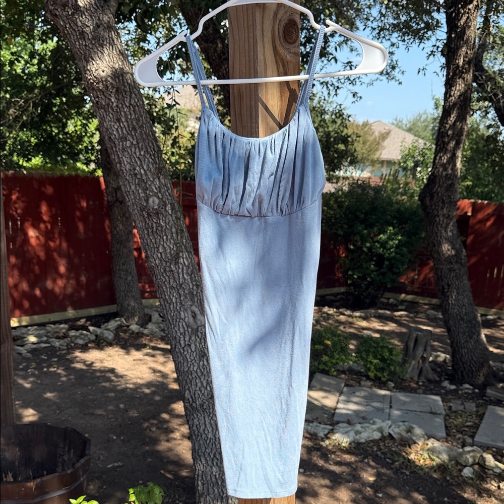 Kendall & Kylie Light Blue Ribbed Dress Size S